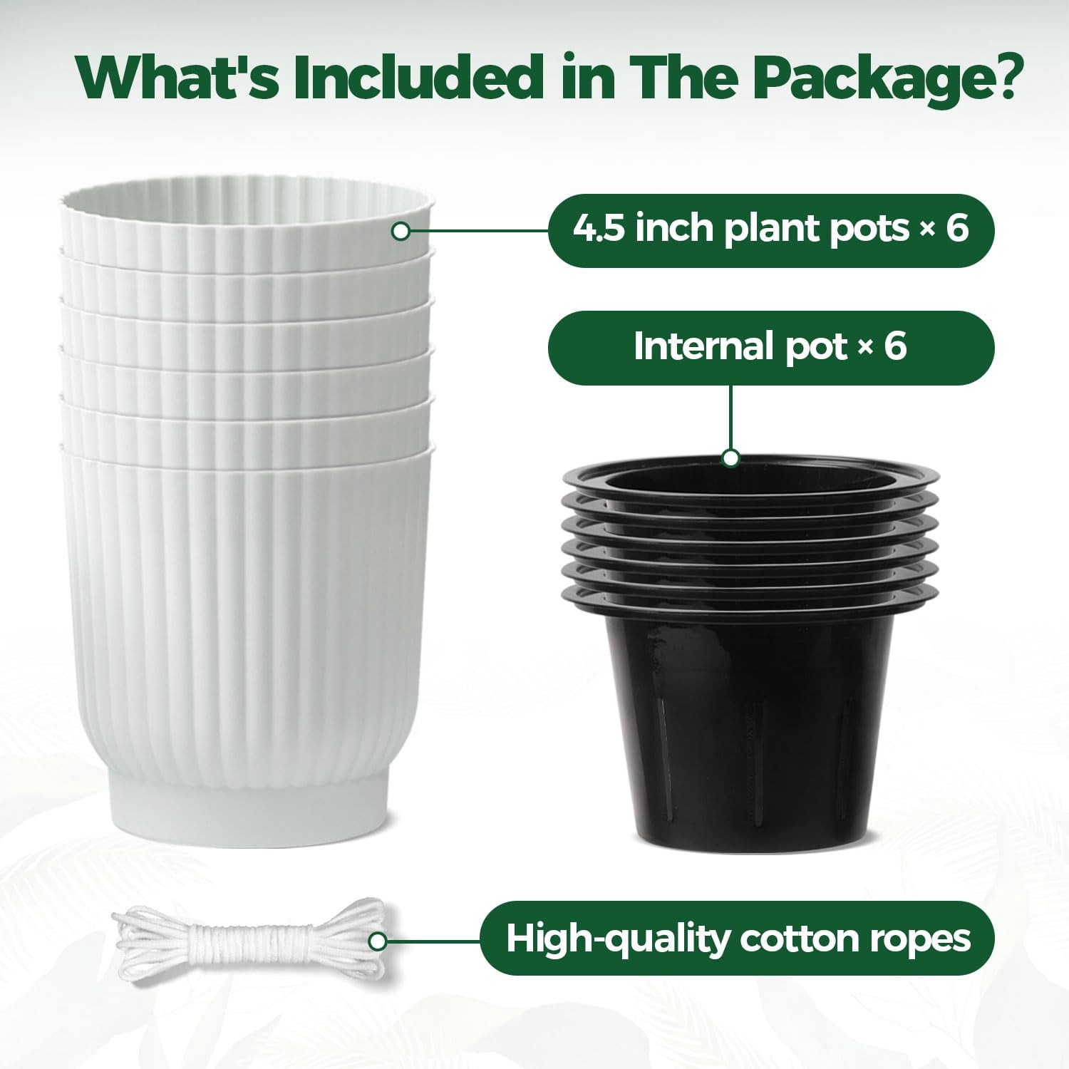 4 Inch Self Watering Plant Pots 6 Pack Small Indoor Planters for African Violets Succulents Durable White Plastic Gardening Containers