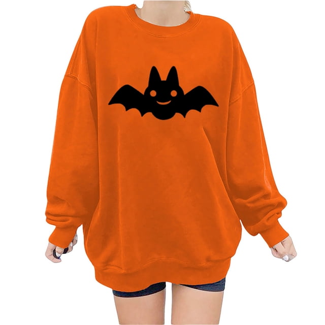 2023 Chandail en Molleton de Mode pour Femmes 50 % de Rabais Liquidation Mode Halloween Imprimé Blouse Ample à Manches Longues Col Rond Chandail Décontracté
