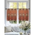 thumbnail image 4 of Brown Red Semi Sheer Window Curtains 45 Inches Long, Vintage Boho Ethnic Geometric Abstract Art Rod Pocket Voile Silky Chiffon Curtain Light Filtering Drapes for Living Room, 52"x45", 2 Panels, 4 of 9