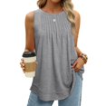 thumbnail image 2 of fatyb Tank Tops for Women Sleeveless Tunic Pleated Shirts Casual Crew Neck Blouses Womens Loose Tshirts, 2 of 6