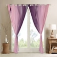 thumbnail image 4 of Gradient Pink and Purple Curtains & Drapes,Irregular Silver Stripe Wave Line Curtains Ombre Blackout Curtains 2 Panels 42"Wx84"L,Abstract Art Room Decor Aesthetic, 4 of 6