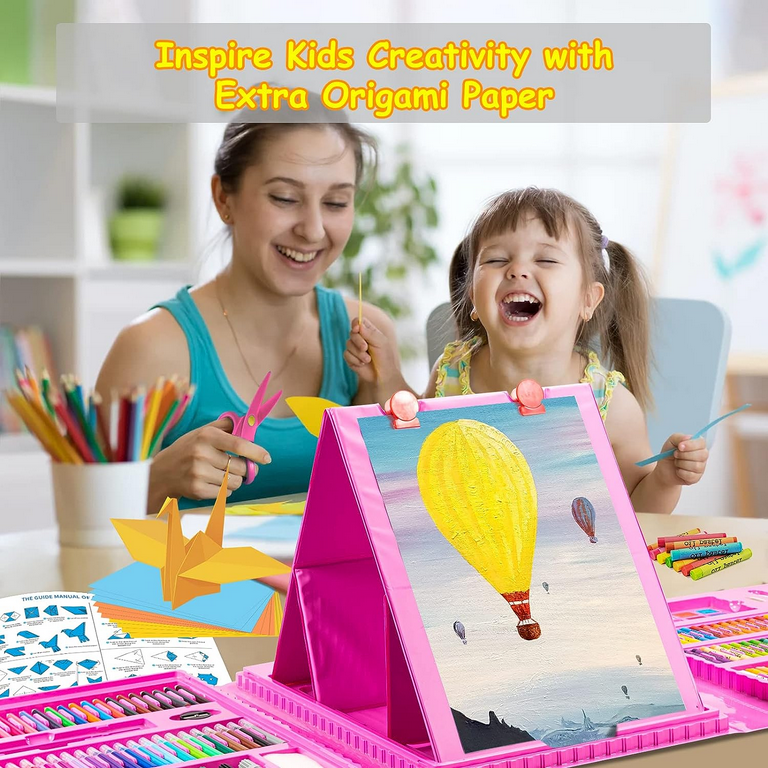 Art Supplies Organizer for Kids 9-12, Drawing Painting Set for Kids Girls  Boys Teens Including Pencils Sketch Book and Leather Cover 