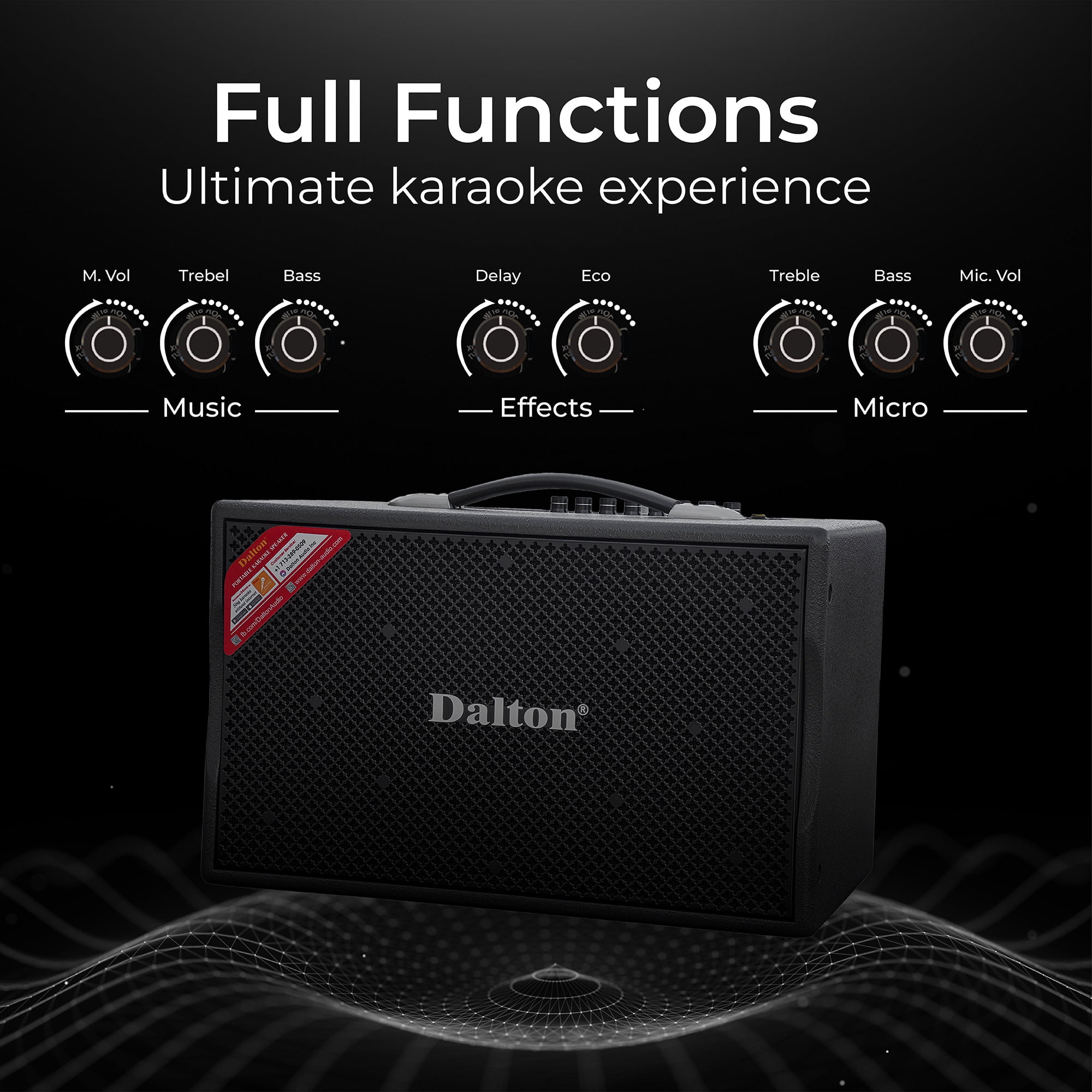 DALTON KS8Pro Portable Bluetooth Speaker for Adults, Kids | 250W | 2 UHF Microphones | 8" Woofer | Bass/Treble Adjustment | USB/AUX | Car Outdoor Indoor Party Gifts