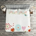 thumbnail image 2 of Ambesonne Flower Quilted Coverlet 3 Pcs, Romantic Hearts Design, Queen Size, Multicolor, 2 of 2