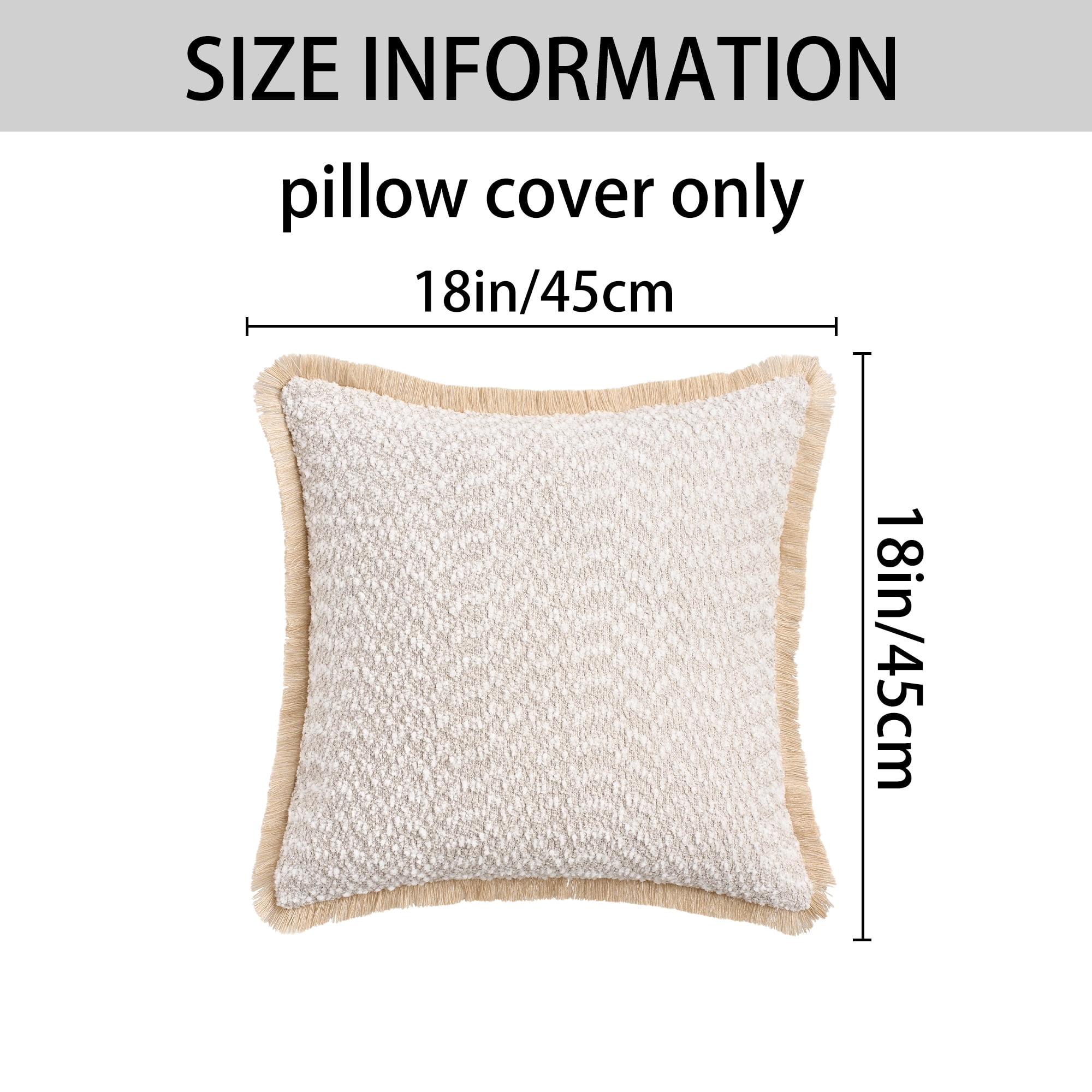 Unique Bargains Set of 2 Boho Soft Square Throw Pillow Covers for Couch Light Brown