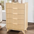 thumbnail image 2 of Ktaxon Fluted Large 5 Drawer Dresser Solid Wood Chest of Drawers with Soft Close Slides Storage Cabinet for Bedroom Living Room Entryway Walnut, 2 of 9