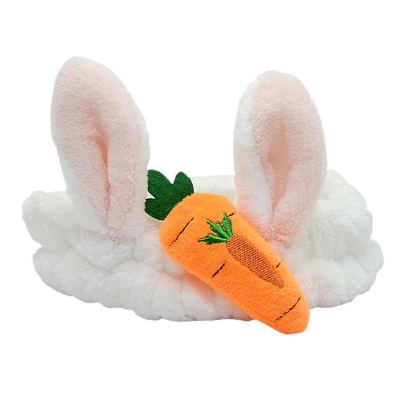 Women Girls Autumn Winter Headband, Fashion Cute Cartoon Rabbit Carrot Decor Soft Skin-friendly Plush Durable Hair Band Hair Accessory Photo Prop for Washing Face Makeup Daily Wear 1PC