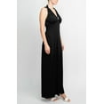 thumbnail image 5 of Connected Apparel Crossed Neck Sleeveless Jewelry Front Detail Ruched Empire Waist Solid Jersey Dress-BLACK / 12, 5 of 7