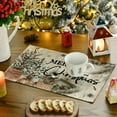 thumbnail image 3 of mubwai Wood Holly Pine Cone Merry Christmas Placemats Set of 4, 12x18 Inch Seasonal Winter Holiday Table Mats for Party Kitchen Dining Decoration, 3 of 6