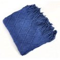thumbnail image 2 of Fennco Styles Irregular Rhombus Diamond Knit Fringe Throw Blanket 50" W x 60" L – Blue Geometric Woven Blanket for Couch, Bedroom and Living Room Décor, 2 of 3