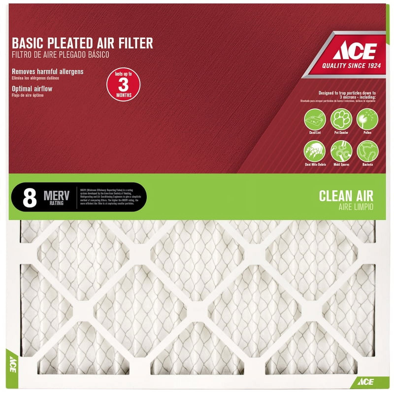 Flanders Merv 6 Pinch Pleated Air Filter, 20X20X1 In., 12 Per Case