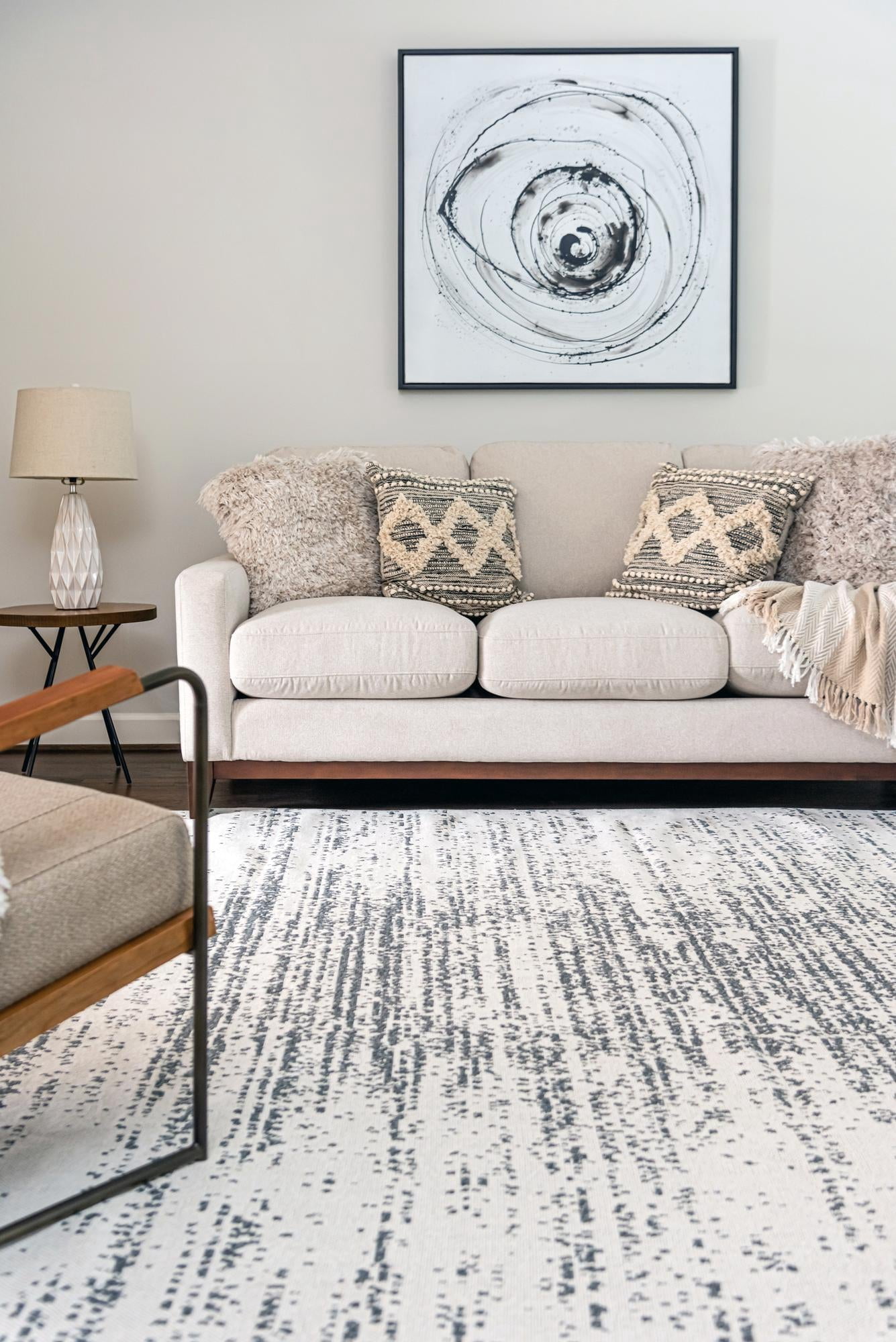 Rugs.com Georgia Collection Rug – 5' x 8' Ivory Flatweave Rug Perfect For Living Rooms, Large Dining Rooms, Open Floorplans