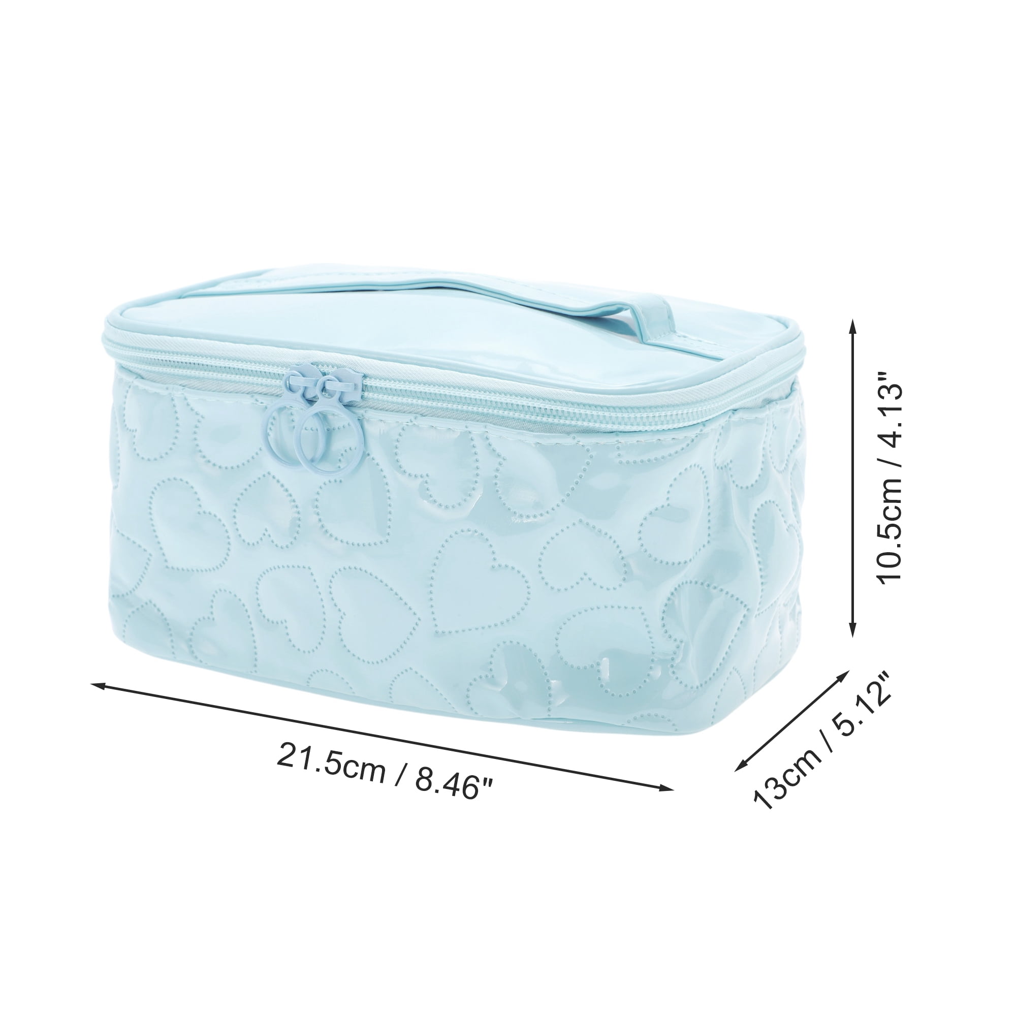 Unique Bargains 1 Pc Rectangle Heart Shaped Makeup Bag for Various Occasions Blue