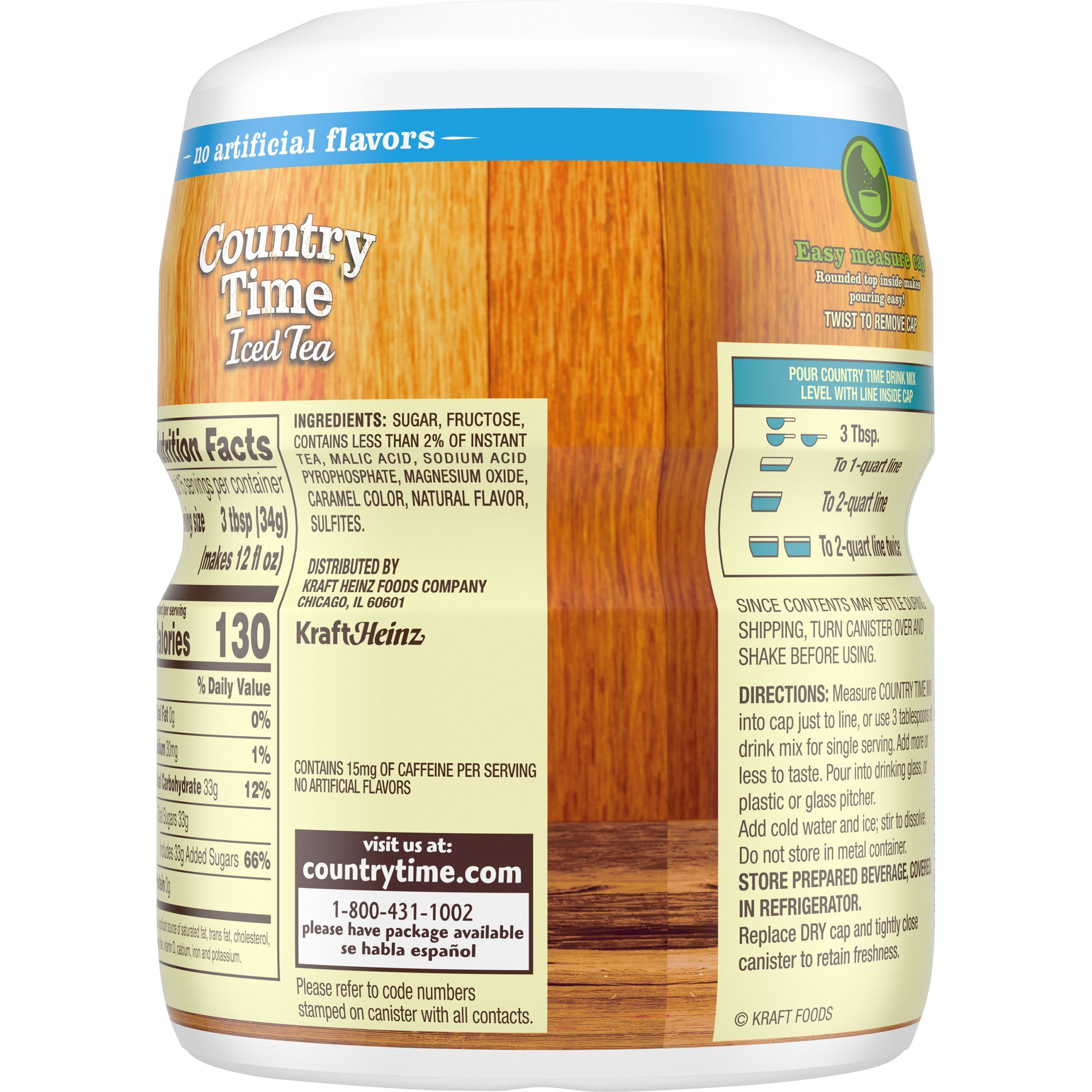 Country Time Sweet Tea Naturally Flavored Powdered Drink Mix, 18.3 oz Canister