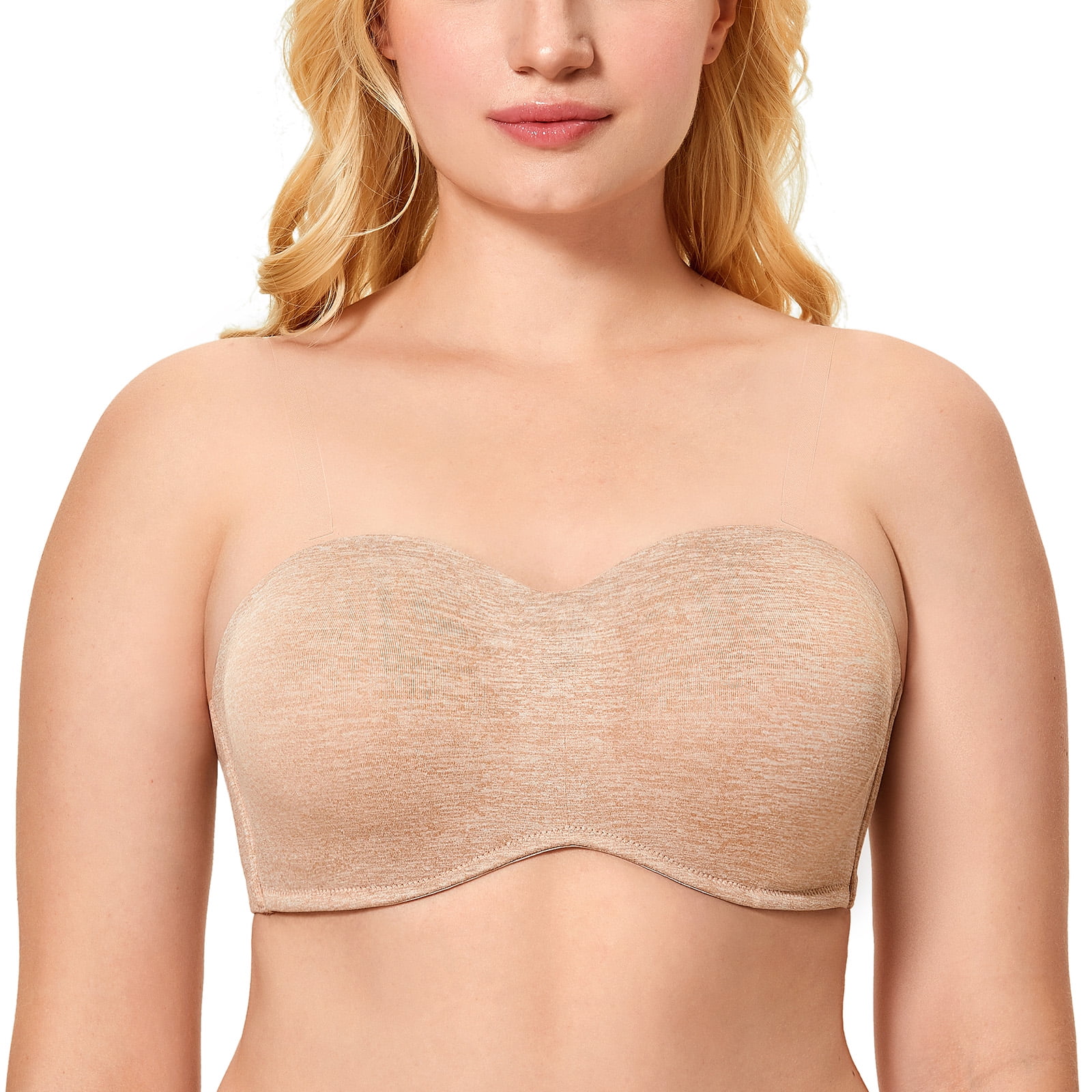 DELIMIRA Women's Seamless Underwire Bandeau Minimizer Strapless Bra for