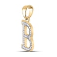 thumbnail image 2 of 10kt Yellow Gold Womens Round Diamond Initial B Letter Pendant 1/12 Cttw, 2 of 2