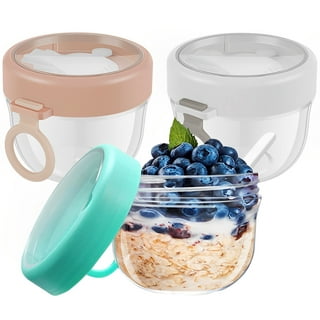 4Pcs Overnight Oats Container with Spoon 13.5oz Leakproof Breakfast On The  Go Cups with Topping Cereal Cup Reusable Oatmeal Container Jar Dishwasher  Safe Overnight Oats Jars for Milk Cereal Salad 