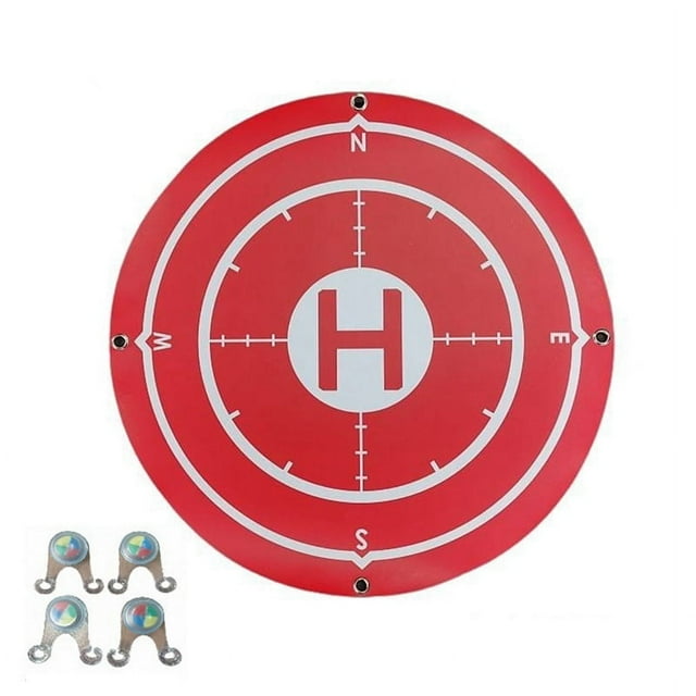 60CM Foldable Drone Landing Pads Portable Landing Platfrom Waterproof Stain-Proof for Drone Universal Red,1 x Drone Landing Pads 1Set x Light(Frog Lamp),Red