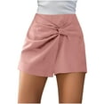 thumbnail image 4 of Youyipin Womens Shorts Women's Bow Front Mini Skirts High Waist Wrap A Line Asymmetrical Shorts For Women, 4 of 8