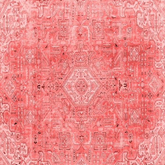 Ahgly Company Indoor Square Abstract Red Modern Area Rugs, 7' Square