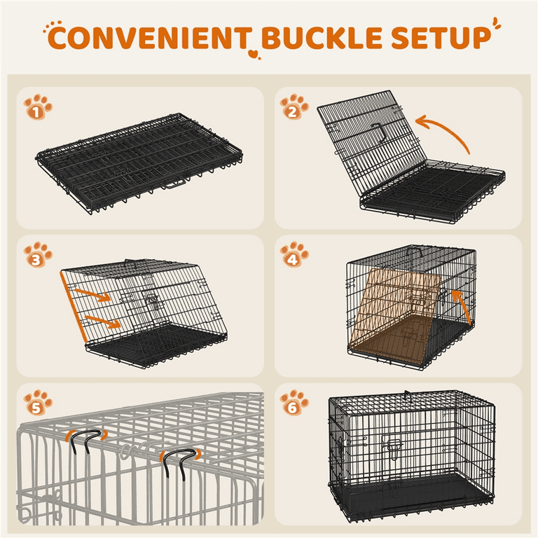 Alden Design 42″ Dog Crate with 2 Doors and Pull-out Tray for