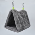 thumbnail image 3 of Thick Triangular Pet Bed Small Hooks Winter Autumn Animal Home with Two Hooks Reusable Washable Plush Birdcage Hanging Tent Sleeping Nest Grey S, 3 of 9