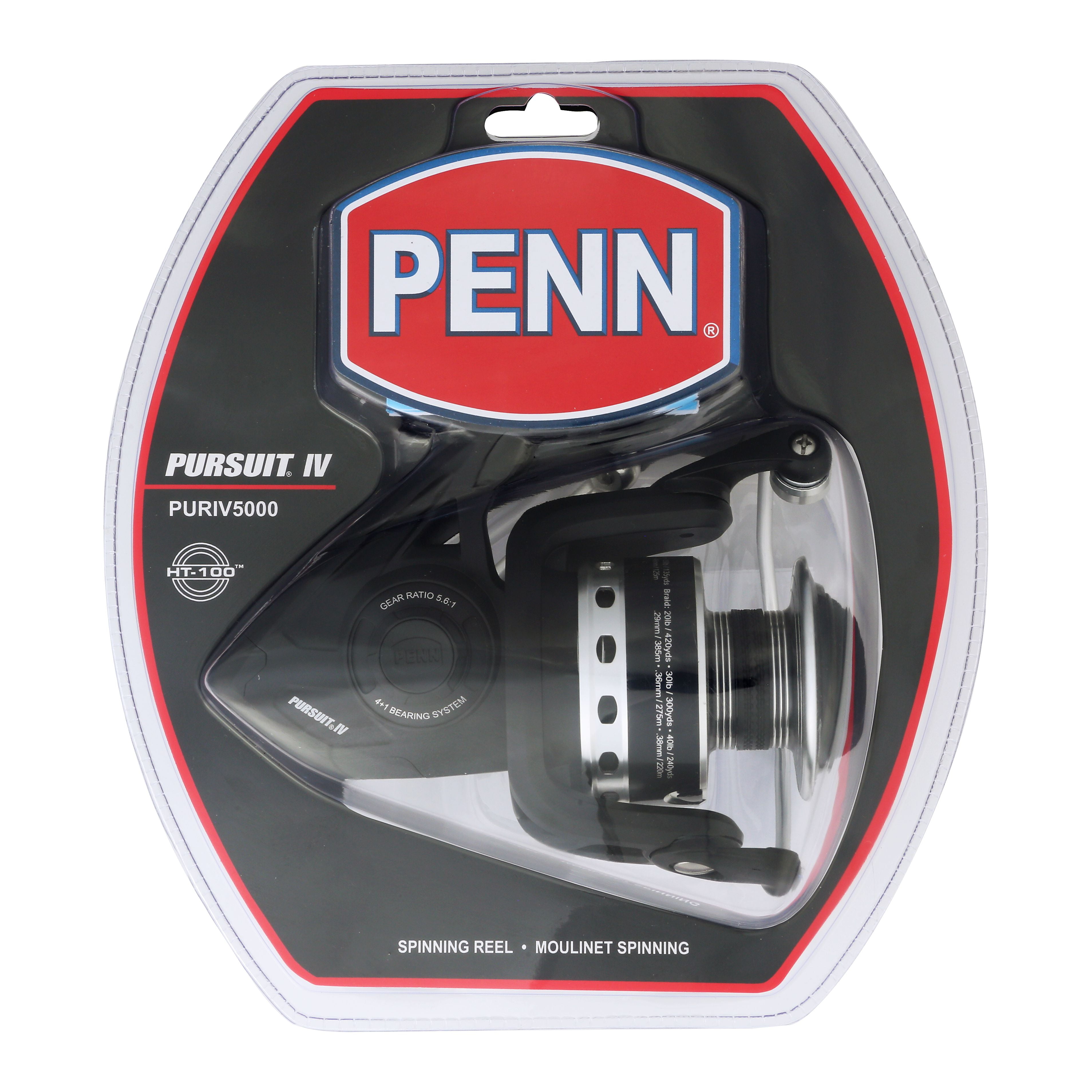 Penn PURIV8000C Pursuit IV Spinning Reel, HT-100 Drag, 5 Sealed Bearings