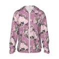thumbnail image 2 of Uemuo Rose Flowers Pattern Women's Full Zip UPF 50+ Sun Protection Hoodie Jacket Long Sleeve Sun Shirt Hiking Outdoor Performance with Pockets-XX-Large, 2 of 9