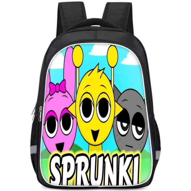 Sac à Dos Boîte Rythmique Sprunki 16 Pouces double Couche Grande Capacité Sac d'École pour Enfants en Solde