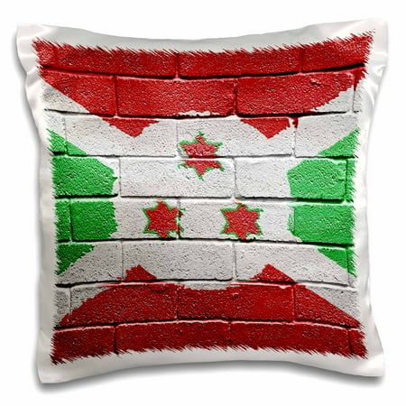 3dRose National flag of Burundi painted onto a brick wall Burundian, Pillow Case, 16 by 16-inch