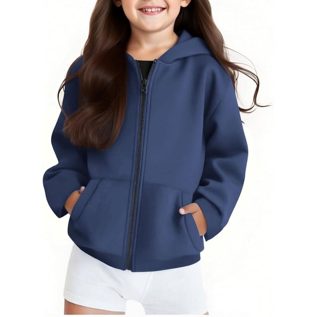 Chandail à Capuche pour Filles Veste Zippée Chaude Chandail Décontracté pour Adolescentes