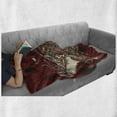 thumbnail image 6 of Dragon Soft Flannel Fleece Blanket, Angry Dragon Doodle on Grunge Background Japanese Eastern Ethereal Pattern Print, Cozy Plush for Indoor and Outdoor Use, 50" x 60", Ivory and Ruby, by Ambesonne, 6 of 6