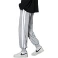 thumbnail image 3 of Pantalones casuales para hombre Pantalones rectos con cordón Cintura elástica Joggers Rayas laterales Pantalones hasta el tobillo, 3 of 5