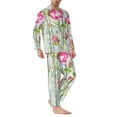 thumbnail image 2 of Naloa Vintage Wood Background with Floral Men’s Pajamas Set - Long Sleeve Button Down Sleep Shirt and Pajama Bottoms Sleepwear Set-X-Large, 2 of 7