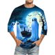 thumbnail image 1 of Camisas de Manga Larga para Hombres Imprimir Blusa de Manga Corta de Cuello Redondo, Camisas de Lino para Hombres, 1 of 4
