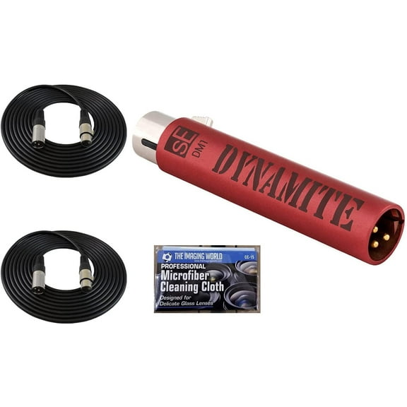 sE Electronics DM1 Dynamite Active Inline Microphone Preamplifier with Two 10' XLR Cables Bundle