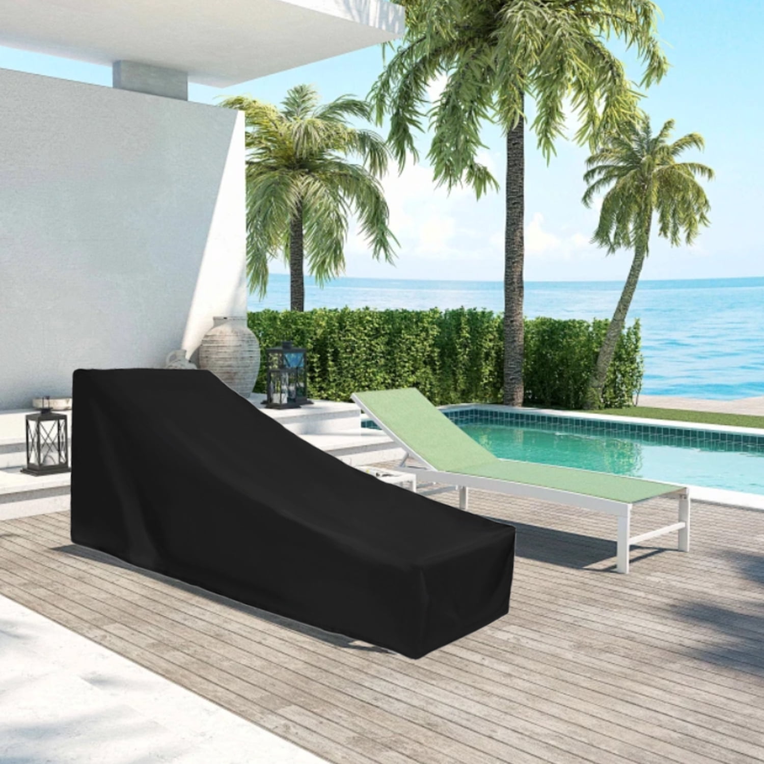OPTUTUS 600D Outdoor Chaise Lounge Covers Waterproof ，Patio Furniture Pool Lounge Chair Cover 83 x 32 x 30 inch