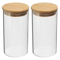 thumbnail image 1 of Frasco de vidrio Uxcell de 22 oz con tapa de bambú hermética, contenedor de cocina de vidrio, frasco de almacenamiento de alimentos claro, 2 paquetes (16x8cm), 1 of 6