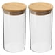 thumbnail image 1 of Frasco de vidrio Uxcell de 22 oz con tapa de bambú hermética, contenedor de cocina de vidrio, frasco de almacenamiento de alimentos claro, 2 paquetes (16x8cm), 1 of 6