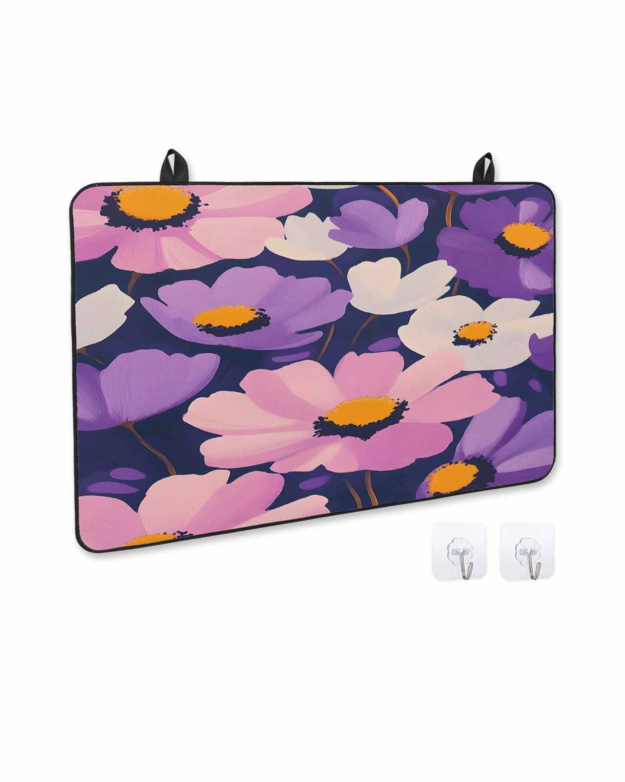 nqOlkjepod Large Induction Cooktop Protector Mat 28.5"x20.5", Purple Spring Floral Stove Top Covers for Electric Stove, Flowers Summer Botanical Abstract Art Stove Burner Cover Mats Stove Cover