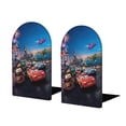 thumbnail image 1 of Cars: Rayo McQueen Sujetalibros decorativos temáticos, tope para estantería con base antideslizante, uso dual para hogar y oficina - 2 piezas, 1 of 6