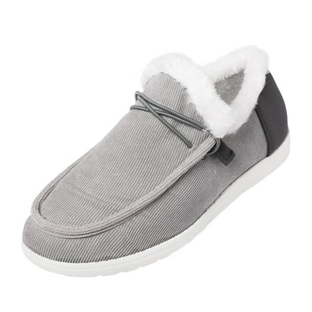 

Women Walking Shoes Fashionable Autumn And Winter Women Casual Shoes Flat Non Slip Plush Warm Comfortable Solid Color Slip On casual shoes for Women cloth Grey