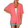 thumbnail image 1 of Daeful Womens Shirt Cardigan Solid Cover Up Spring Open Front Lightweight Watermelon Red L, 1 of 2