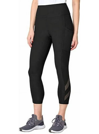 Capri Back Mesh Panel Legging Clothing in Black - Get great deals
