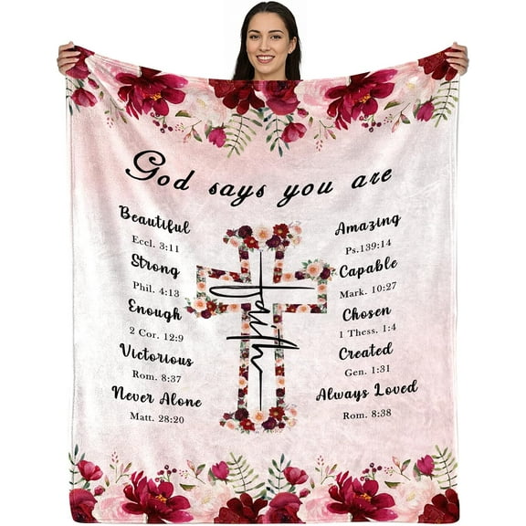 Christian Gifts for Men Women, Christian Blanket Fathers Day Blankets for Dad Grandpa Uncle Gifts Birthday Gifts for Women Men Religious Gifts Blanket Bible Verse Inspirational Gifts 50"x60"
