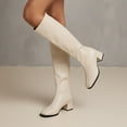 thumbnail image 5 of Leather Knee High Boots Womens Fashion Square Toe Wide Calf Tall Riding Booties Chunky Mid Heel Fall Boots, 5 of 9