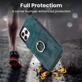 thumbnail image 2 of Funda de piel estilo vintage para iPhone 11 Pro con ranura para tarjetas, anillo giratorio de 360 grados, protección para la cámara, protección en las 4 esquinas, funda de teléfono muy resistente., 2 of 5