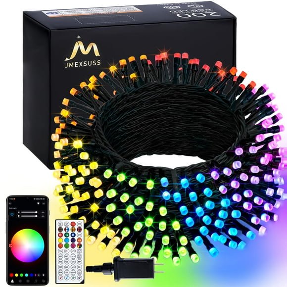Luces navideñas JMEXSUSS controladas por la aplicación, 66 pies, 200 LED RGB