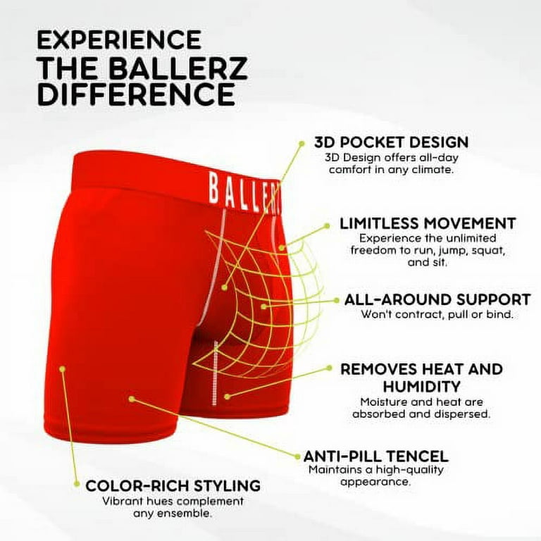 Ballerz No Fly Ball Hammock Underwear for Men, 3 Pack | Anti Chafing Men's Boxer  Briefs with Pouch for Balls and Support | Cooling Moisture Wicking American  Made Athletic Boxer Briefs for