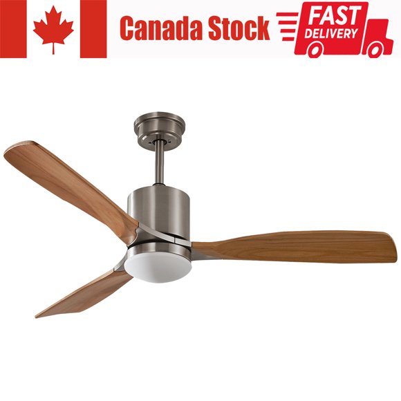 52'' Ceiling Fan with LED Lights,Remote Control, Indoor Outdoor Wood Ceiling Fan with 3 Blade for Patio Living Room, Bedroom, Office, Summer House, Etc